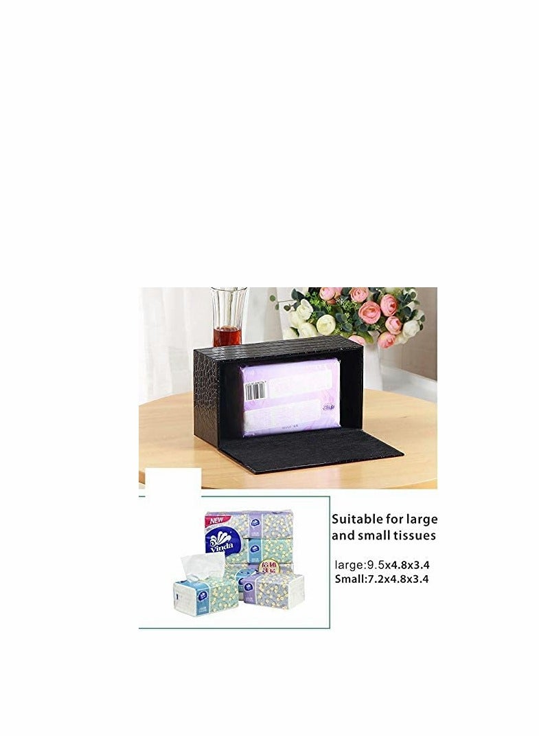 Excefore Large Leather Tissue Box Cover Holder Rectangular Square Facial Case Dispenser for Home and Car Decoration Black,9.5x4.7x3.8 Inch - Image 4
