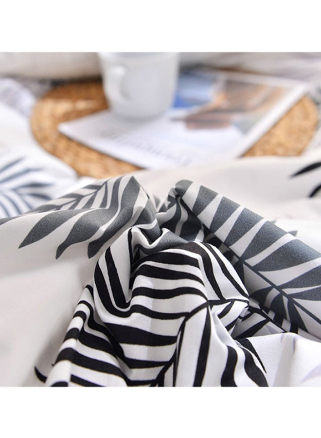 NIBEMINENT 4-Piece Leaf Printed Bedding Set combination White/Grey/Blue Quilt Cover 150x200 cm, Pillow 48x74 Fitted Sheet 180x220cm  - Image 4