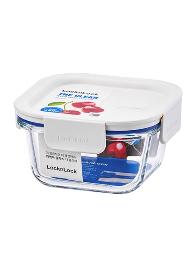 LocknLock Clear Glass Rectangular 380ml White - Durable, Airtight, Heat-Resistant Food Storage Container