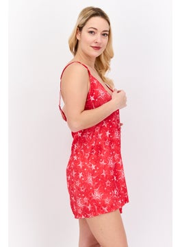 Hurley Women Allover Printed Beachwear Dress, Red  - Image 3