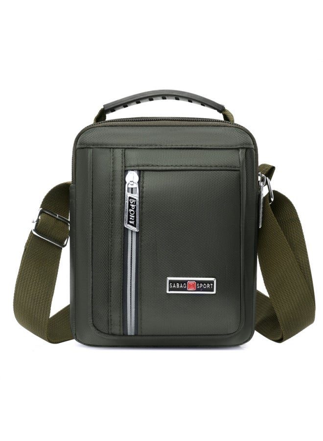 Casual Urban Nylon Men's Shoulder Bag Fashionable Vertical Crossbody Bag Lightweight Commuting Daily Use Pure Color Bag-Color:Green - Image 1