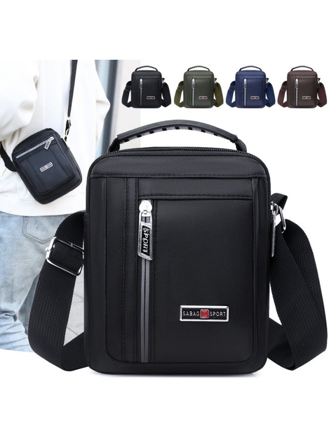 Casual Urban Nylon Men's Shoulder Bag Fashionable Vertical Crossbody Bag Lightweight Commuting Daily Use Pure Color Bag-Color:Green - Image 2