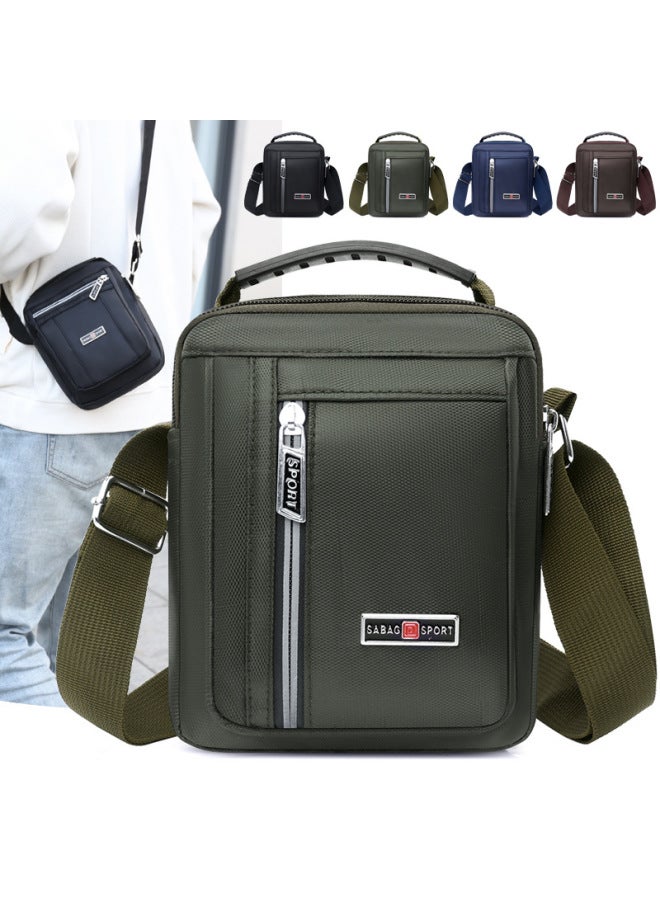 Casual Urban Nylon Men's Shoulder Bag Fashionable Vertical Crossbody Bag Lightweight Commuting Daily Use Pure Color Bag-Color:Green - Image 3
