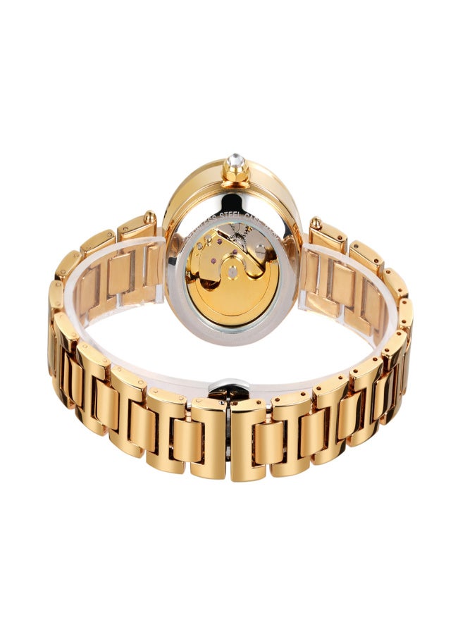 فورسينينج ساعة نسائية أوتوماتيكية ميكانيكية بسوار من الفولاذ المقاوم للصدأ، تصميم كلاسيكي مجوف، شاشة مضيئة، ساعة يد أنيقة - Image 2