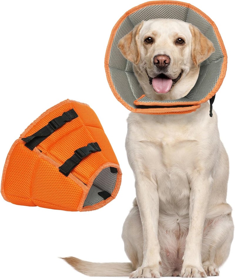 Kuoser Dog Recovery Collar,Soft&Adjustable Dog Cone,Elizabethan Dog Collar After Surgery,Wounds Protection,Licking Scratching Prevention,Skin Diseases,Comfortable Pet Cone(Orange,XL) - Image 1