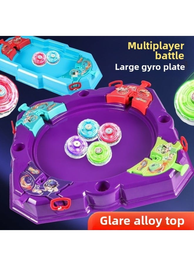 Generic - Toy Double Top Battle Pull Line Parent-Child Combat Interactive Table Game Luminous Alloy Boy-Colour:Upgraded Purple Double Top Plate + 4 Luminous Tops (comes With Penalty Plate) - Image 1