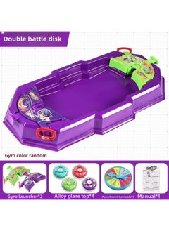 Toy Double Top Battle Pull Line Parent-Child Combat Interactive Table Game Luminous Alloy Boy-Colour:Upgraded Purple Double Top Plate + 4 Luminous Tops (comes With Penalty Plate)