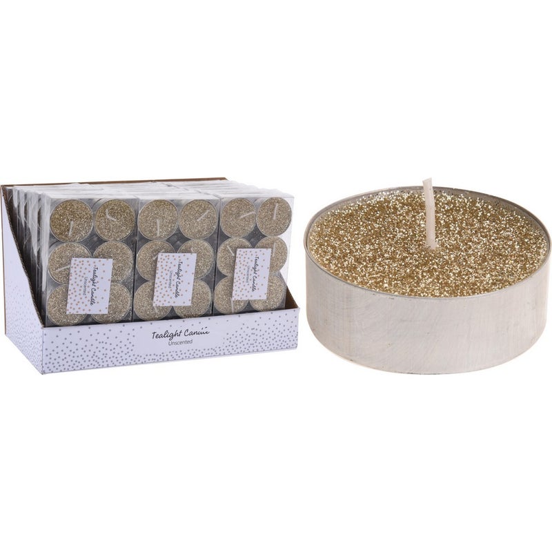 Koopman Tealight Candle Set – 8pcs Gold Tea Lights, Unscented Candles for Home, Christmas, Holiday & Seasonal Decoration, Wedding & Party Use - Image 1