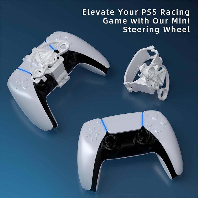 ملحق عجلة قيادة مصغرة لوحدة تحكم PS5، ملحق ألعاب سباق 5 في 1 لوحدة تحكم PlayStation 5، عزز تجربة ألعابك مع عجلة القيادة المدمجة هذه - Image 3
