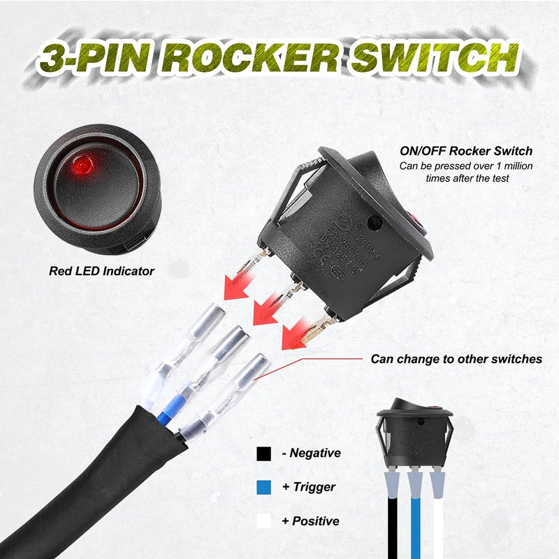 LTEODCHEW 14.7ft Nylon Wiring Harness with Rock Switch - Image 3
