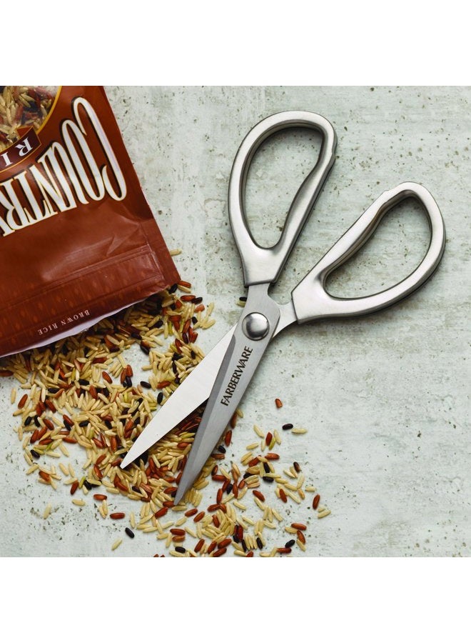 Farberware All Purpose High Carbon Stainless Steel Shears with Contoured Handles, 8.2 x 3.5 x 0.5 inches, Silver - Image 2