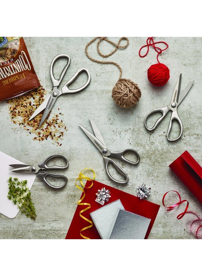 Farberware All Purpose High Carbon Stainless Steel Shears with Contoured Handles, 8.2 x 3.5 x 0.5 inches, Silver - Image 3