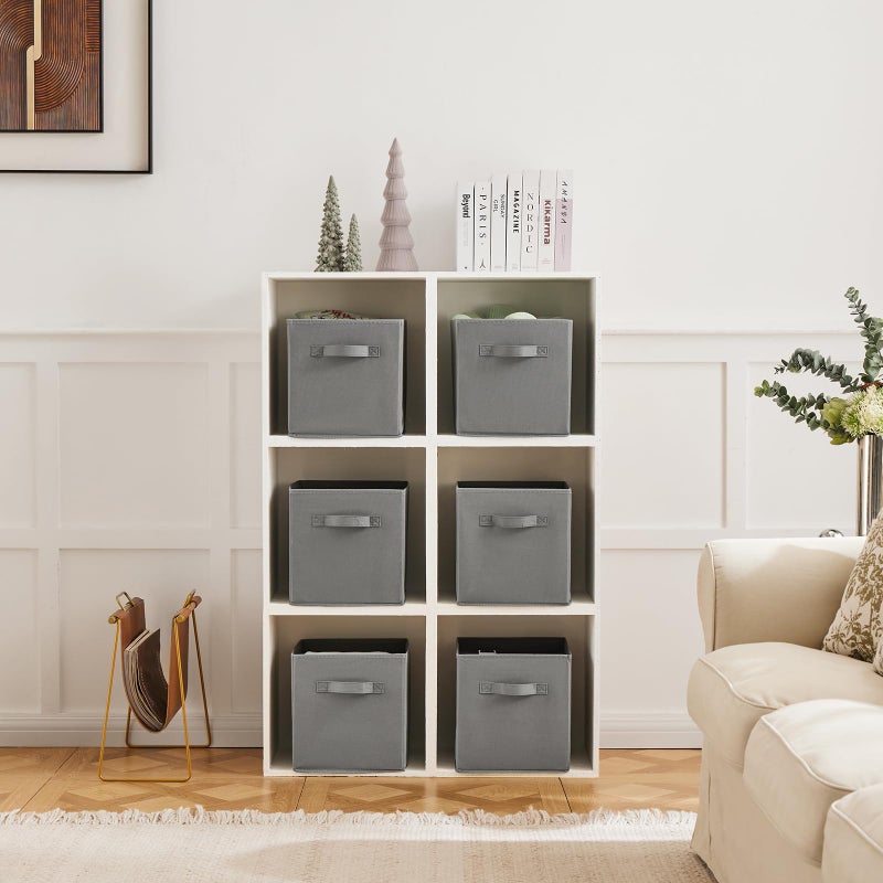 MAX Houser 6 Pack Foldable Fabric Storage Bins with Handles - Ideal for Closet Organization, Bedroom and Nursery (Grey, 10.5"x10.5"x11") - Image 5