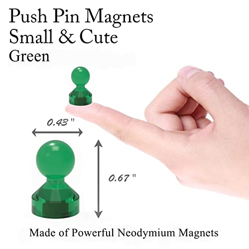 MHDMAG Magnetic Push Pins Powerful Push Pin Magnets for Fridge Whiteboards Calendars Maps in School & Office Pack of 32,Green - Image 2