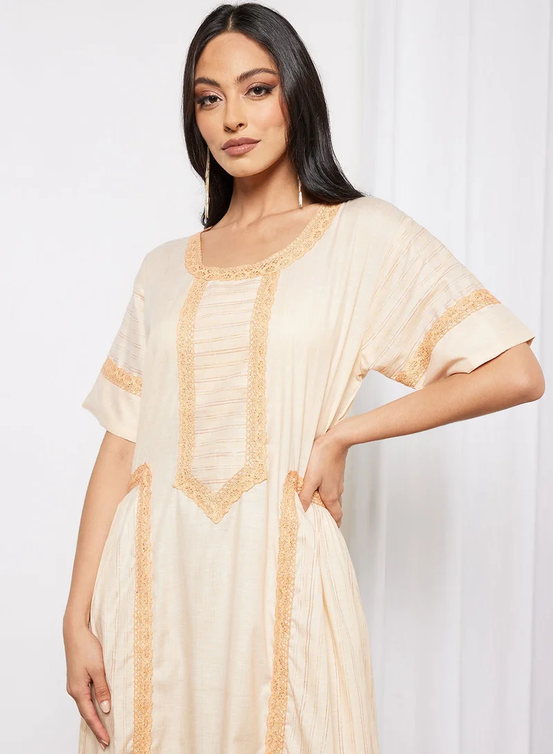 HANA & SARA Jalabiya with Embroidery and Lace