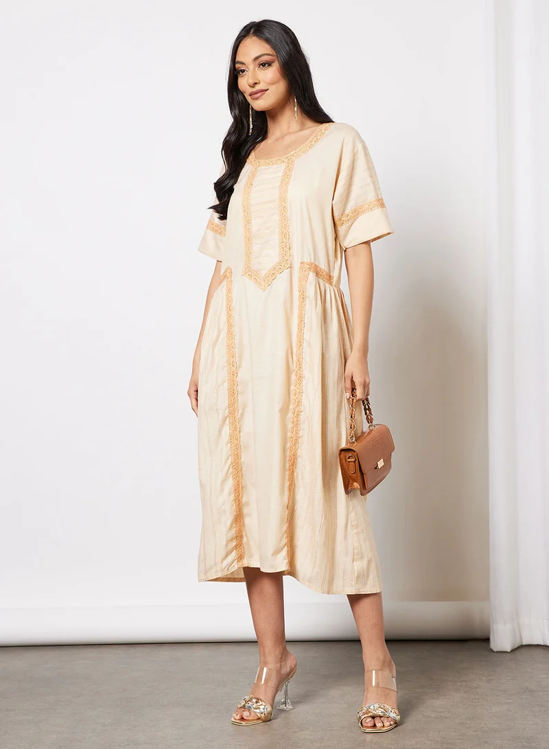 HANA & SARA Jalabiya with Embroidery and Lace