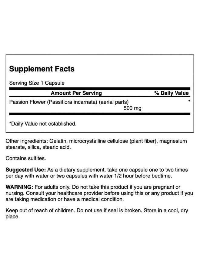SWANSON Full Spectrum Passion Flower, 500 mg, 60 Capsules - Image 2