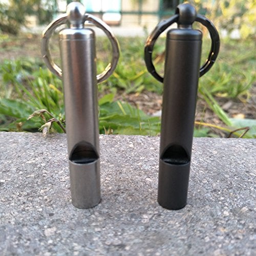 EKLOEN 2 PCS Emergency Hiking Camping Survival Stainless Steel Loud Whistle with Keyring - Image 1