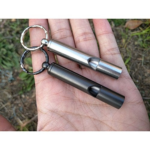 EKLOEN 2 PCS Emergency Hiking Camping Survival Stainless Steel Loud Whistle with Keyring - Image 2
