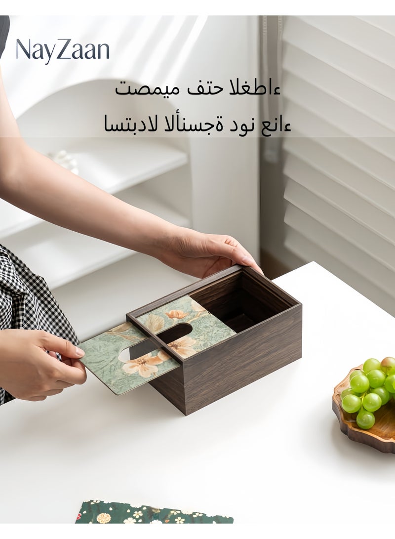 نايزان موزع مناديل خشب جوز أسود بجودة فندقية لصندوق مناديل مائدة بسيط للاستخدام اليومي في غرف المعيشة وطاولات الطعام والمكاتب والفنادق والسيارات وديكور المنزل - Image 3