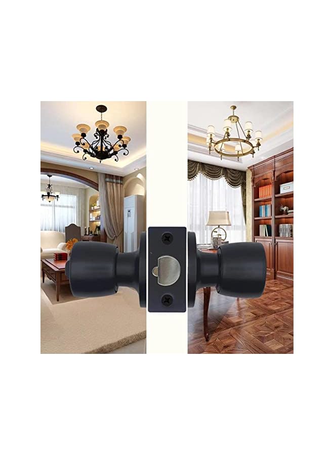 promass Entry Door Knob Keyless, Round Ball Lock Interior/Exterior Door Knob, Interior Keyless Non Locking Round Door Handle, keyless entry door lock, for Bedroom, Bathroom(Matte Black Keyless 1Pack) - Image 3