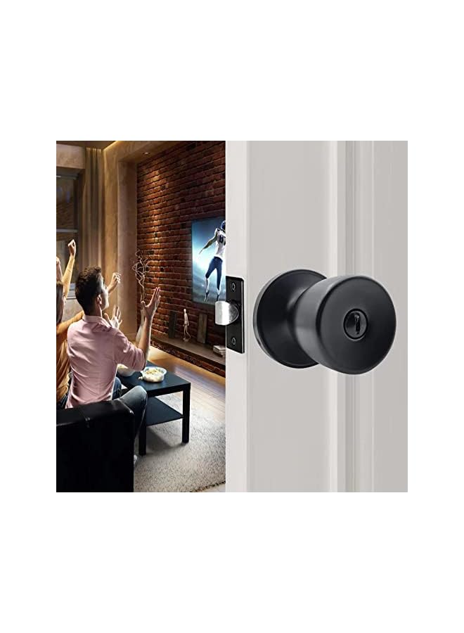 promass Entry Door Knob Keyless, Round Ball Lock Interior/Exterior Door Knob, Interior Keyless Non Locking Round Door Handle, keyless entry door lock, for Bedroom, Bathroom(Matte Black Keyless 1Pack) - Image 2