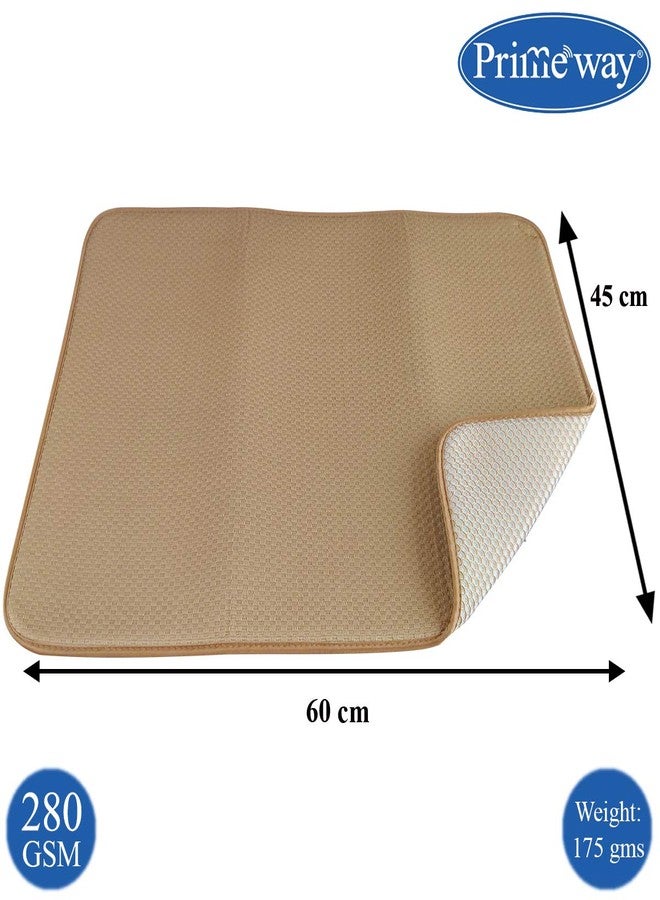 Primeway® Microfibre 60x45cm Ribbed 2 Tone Mesh Reversible Extremely Water Absorbent Dish Drying Mat | 7mm Thickness | Brown (H-054_Be) - Image 2