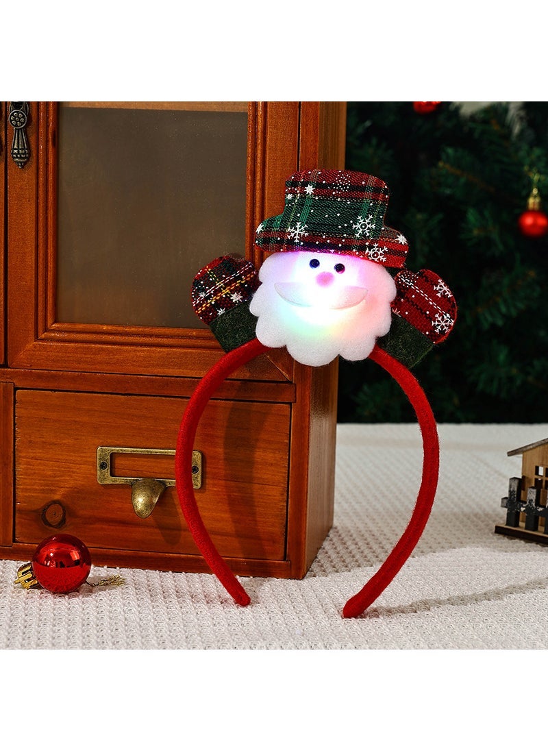 New Christmas Glowing Headband Santa Snowman E3-1 grid cloth raised hand headband for the elderly 