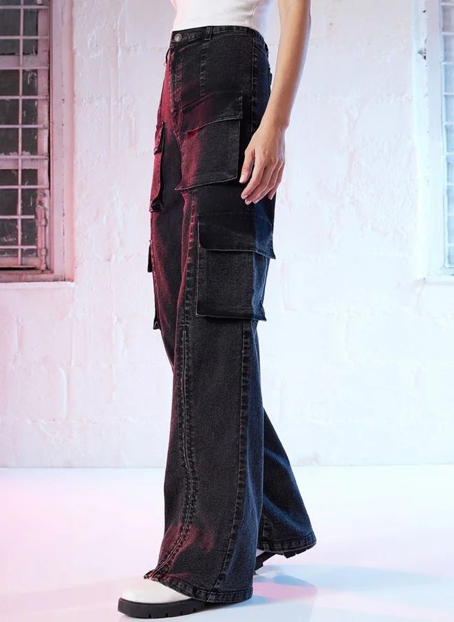 ساسافراس High-Rise Black Straight Fit Jeans for Women