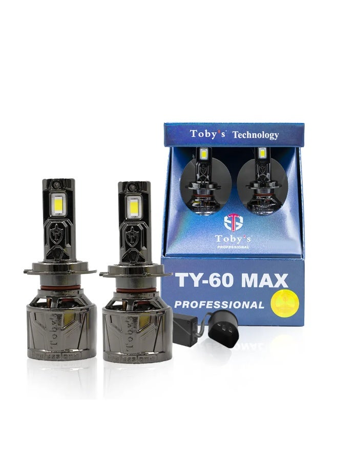 Toby's Tobys TY60 MAX 2 Pieces Car LED Headlight Bulbs tested 60watts Power and 6000 Lumens With Color Temperature 6500K - 9007 - Image 1