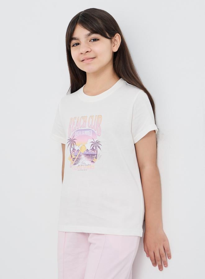 Styli Styli Graphic Print Round Neck T-Shirt  - Image 1