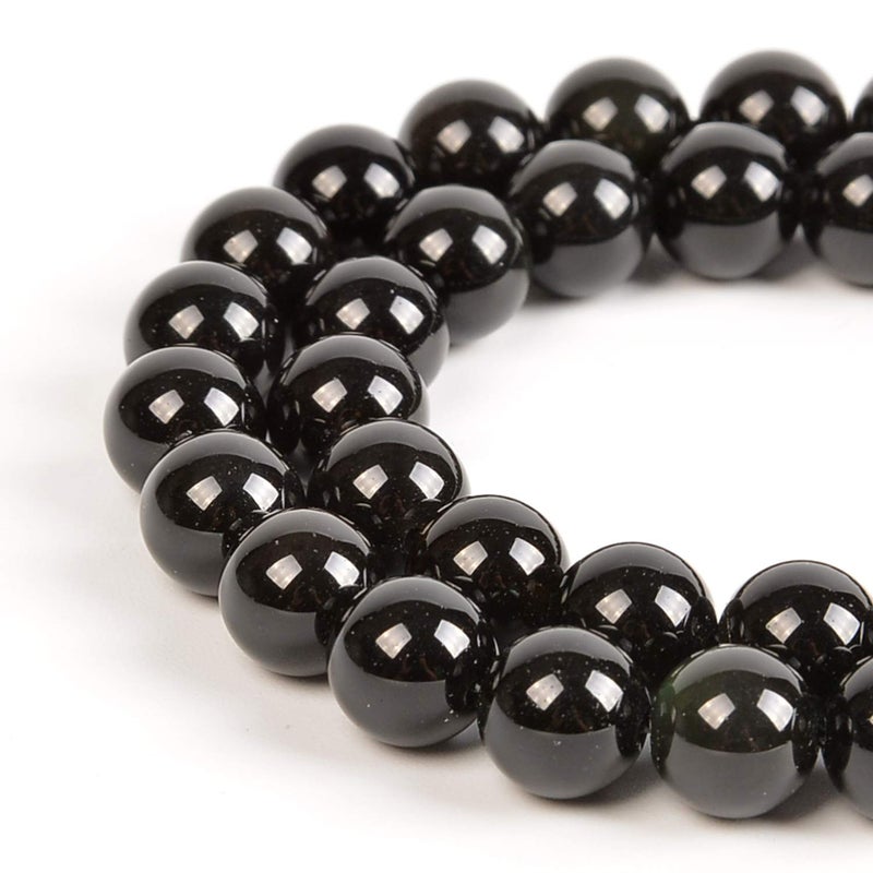 Nancybeads 45pcs 8mm Natural Black Obsidian Gemstone Round Spacer Loose Stone Beads for Jewelry Making 155 1 Strand Black Obsidian 8mm 45Beads