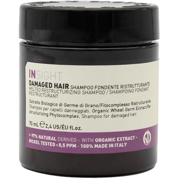 Insight Restructurizing Melted Shampoo For Damaged Hair with Restorative Phytocomplex & Organic Wheat Germ Extract for Intensive Repair, Shine & Volume 2.37 Fl. Oz. / 70 mL