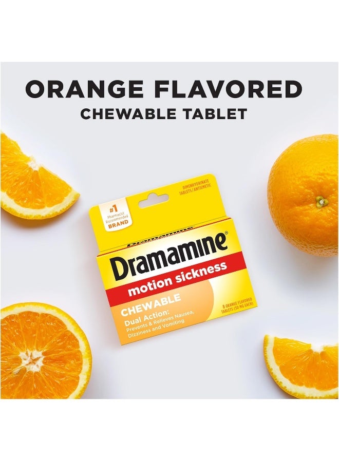 Dramamine Med Tech Products Dramamine Motion Sickness Relief Chewable Tablets, 50 mg, Orange Flavored 8 Tabs (Pack of 1)  - Image 4