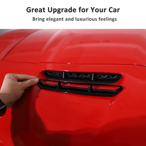 JONKOKO Car Hood Vent Scoop Cover Air Intake Compatible with Chevrolet Corvette C6 2005-2013 Hood Engine Air Vent Outlet Trim Cover，Bonnet Vent Hood Air Intake Accessories (Gloss Black) - Image 5