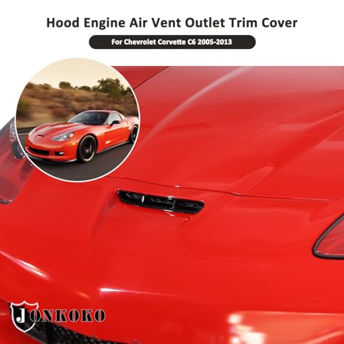 JONKOKO Car Hood Vent Scoop Cover Air Intake Compatible with Chevrolet Corvette C6 2005-2013 Hood Engine Air Vent Outlet Trim Cover，Bonnet Vent Hood Air Intake Accessories (Gloss Black) - Image 4