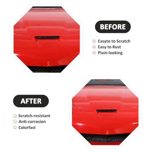 JONKOKO Car Hood Vent Scoop Cover Air Intake Compatible with Chevrolet Corvette C6 2005-2013 Hood Engine Air Vent Outlet Trim Cover，Bonnet Vent Hood Air Intake Accessories (Gloss Black) - Image 2