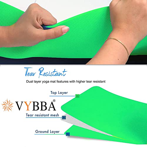 VYBBA 6 MM 100% EVA Yoga Mat with Bag Cover for Gym Workout and Yoga Exercise Odour free Anti-Slip Yoga Mat for Men & Women Fitness Sea Green - Image 4