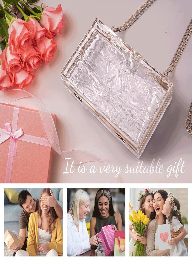WJCD Womens Clear Purse Acrylic Evening Bags clear clutch purse Ripple Shaped Vintage Banquet Handbag (Clear) - Image 5