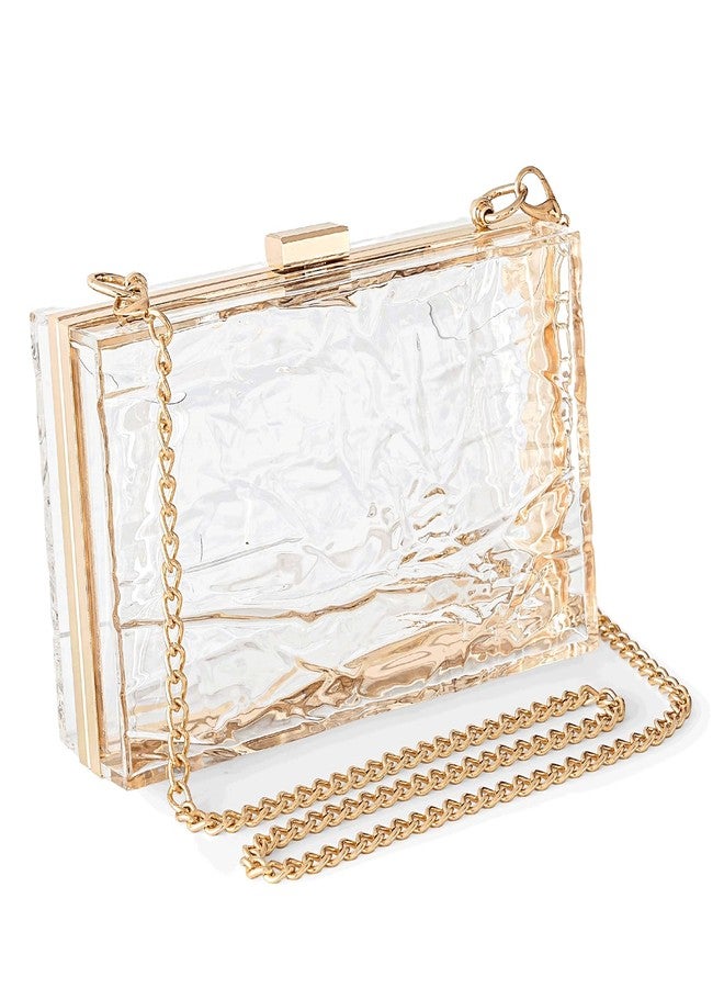 WJCD Womens Clear Purse Acrylic Evening Bags clear clutch purse Ripple Shaped Vintage Banquet Handbag (Clear) - Image 1