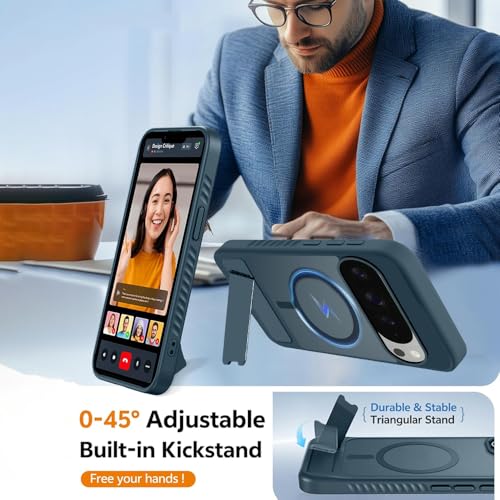 KARWAN®?Ultra Hybrid Matte Back Cover Case Compatible with Stand Magnetic for Google Pixel 10 Pro XL | Mag-Safe Wireless Charging | Camera Bump Protection -(Blue) - Image 5
