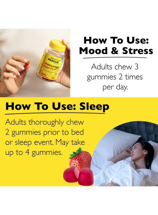 RESCUE Bach Plus Sleep Gummies with 5mg Melatonin/dose [and] Bach Plus Mood & Stress Support Gummies with Key Nutrients and Botanicals - 2PK Dietary Supplements, 60Ct Each - Image 4