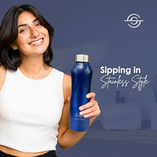 SOLARA Stainless Steel Water Bottle 1 Litre (Pack of 3), Dark Blue, Leak Proof, Single walled, Home & Kitchen Bottle, Gym Bottle, Treking Bottle, Travel Bottles - Image 4
