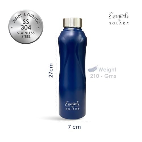 SOLARA Stainless Steel Water Bottle 1 Litre (Pack of 3), Dark Blue, Leak Proof, Single walled, Home & Kitchen Bottle, Gym Bottle, Treking Bottle, Travel Bottles - Image 3