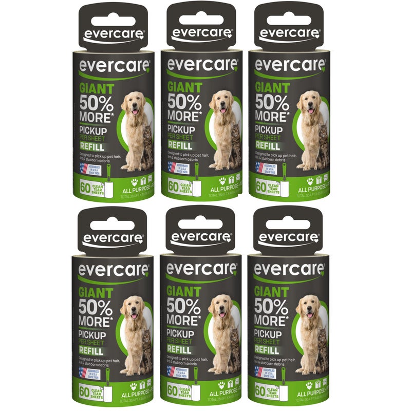 Evercare Giant PET Hair Roller REFILL - 6 Pack