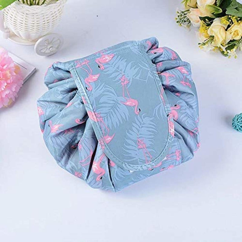 Nirvik Women’s Waterproof Travel Cosmetic Bag | Multifunction Portable Makeup Organizer & Toiletry Storage Pouch with Drawstrings (Grey Duck) - Image 1
