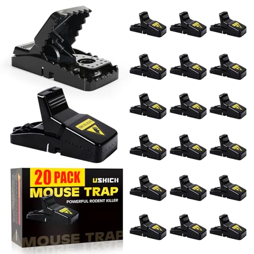 USKICH 20 Pack Mouse Traps Indoor for Home,Mice Traps for House,Reusable Mouse Trap That Work,Small Mice Catchers for Home Indoor, Quick Set Mousetraps Effective - Image 1