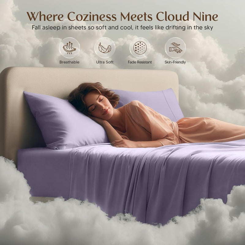 Utopia Bedding Queen Sheet Set â€“ 4 Piece Bed Sheets for Queen Size Bed, Soft and Breathable Microfiber, Includes 1 Fitted Sheet, 1 Flat Sheet and 2 Pillowcases (Lavender) - Image 4