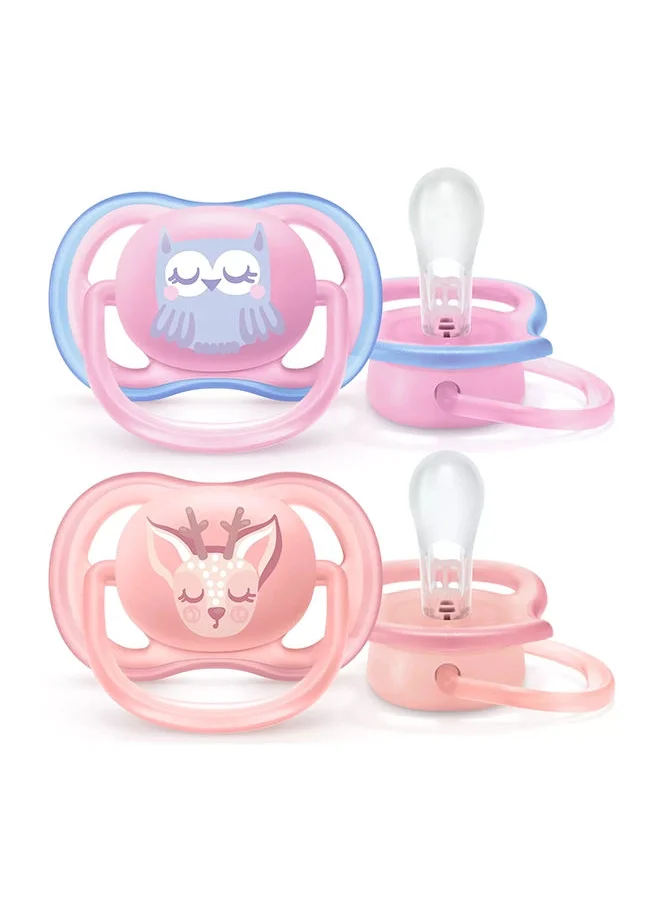 PHILIPS AVENT 2 Piece Avent Ultra Air Free - Flow Pacifier/Soother, 0 To 6 Months, Mixed, Deco, Scf085/05