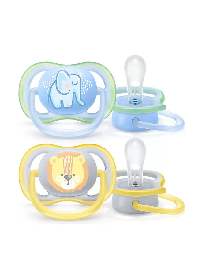 Philips Avent 2 Piece Avent Ultra Air Free - Flow Pacifier/Soother, 0 To 6 Months, Mixed, Deco, Scf085/05